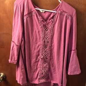 Dark Pink 3/4 length top